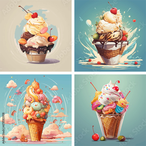 menu graphic milk drawing ice sugar frozen flavor dairy snack cream retro strawberry vanilla illustration 