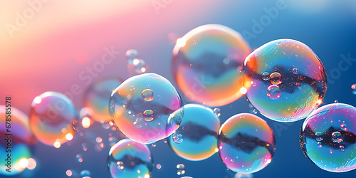 Asbtract background with colorful soap bubbles  photo