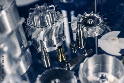Foto Closeup gears, impaled on shaft spline