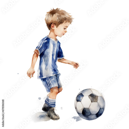 watercolour boy and soccor ball