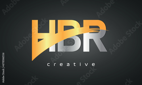 HBR Letters Logo Design with Creative Intersected and Cutted golden color
