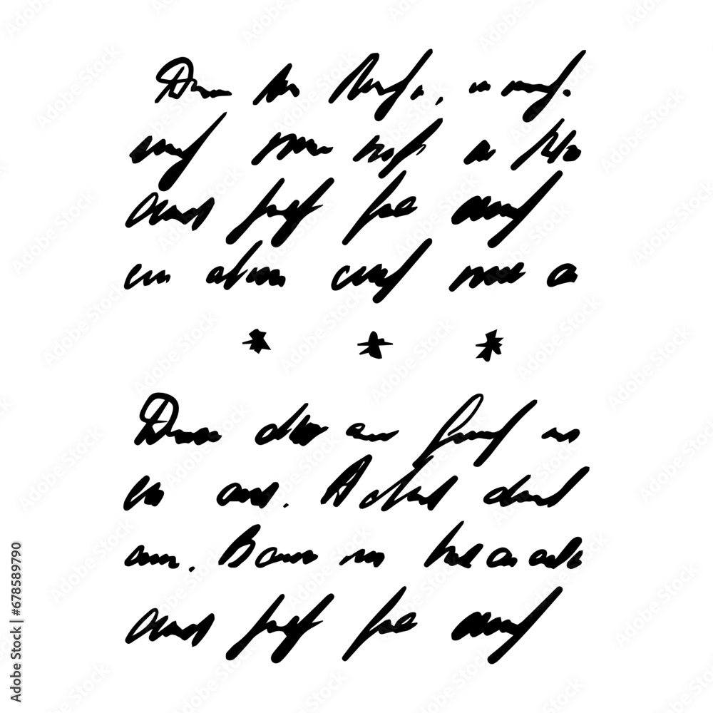 Handwritten Unreadable ink stroke, doodle illegible fictional language isolated on white background. Vintage pen writen. Handwritten Unreadable ink stroke, doodle illegible fictional language isolated on white background. Vintage pen writen.