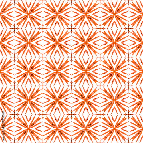 Arabesque hand drawn design. Orange immaculate