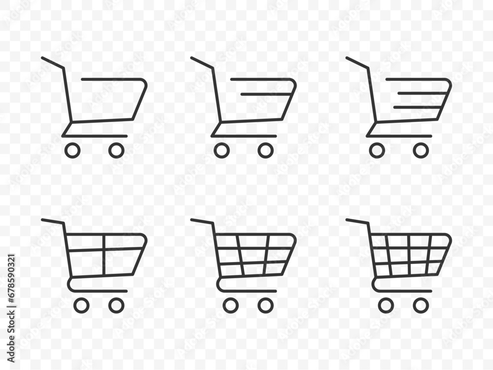 Shopping cart icon set. Internet store purchase symbol. Webstore trolley sign. Add to cart button. Stock illustration. Shopping cart icon set. Internet store purchase symbol. Webstore trolley sign. Add to cart button. Stock illustration.