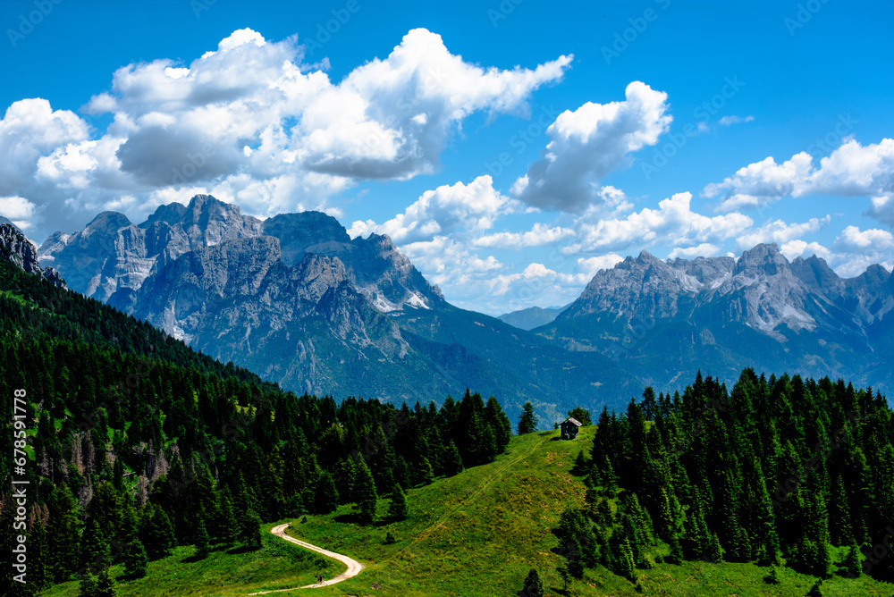 landscape with mountains and clouds