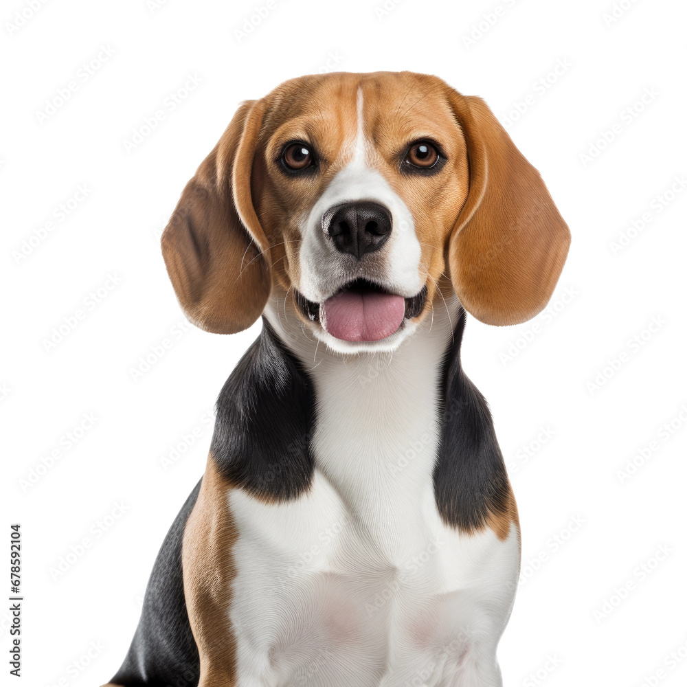 Beagle Dog Portrait, Isolated on Transparent Background