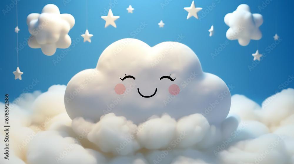 cartoon illustration of sleeping clouds in the sky , dream kid concept cartoon illustration of sleeping clouds in the sky , dream kid concept