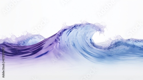 Close Up Shot of Vivid Purple and Blue Waves on White Isolated Background - Oceanic Abstract Stock Image