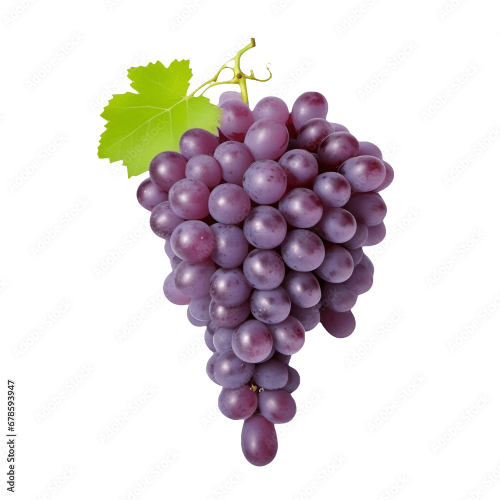 The purple grape is in the center of the white background The purple grape is in the center of the white background
