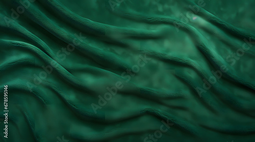 Green velvet fabric texture used as background. Generative Ai.