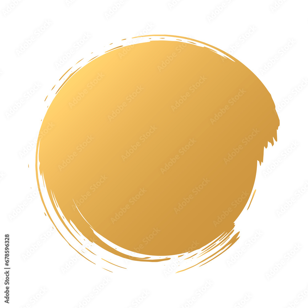 筆で書いた丸のデザイン素材　ゴールド
