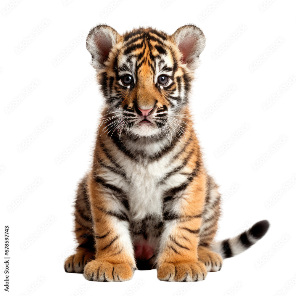 Obraz premium Tiger Cub Portrait, Isolated