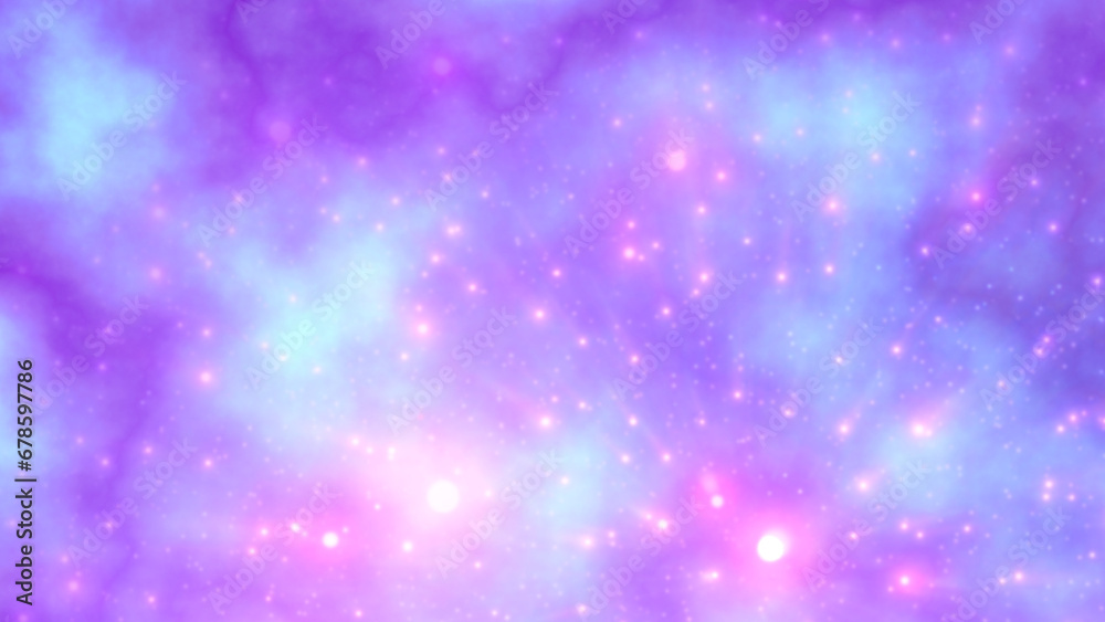 Soft pink light blue lilac purple pastel rainbow background 8K 16:9, copy space. Shiny splashes on ethereal gradient. Watercolor paint texture. Unicorn fantasy. Glowing particles, rays, beams, bokeh