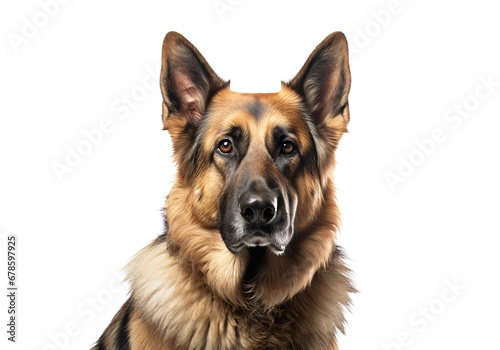 German shepherd dog isolated on white, portrait, generated by AI