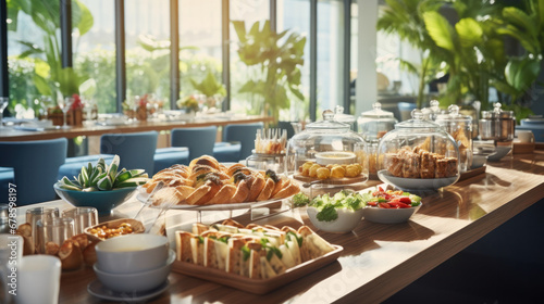 Breakfast Time in Luxury Hotel, Brunch with Family in Restaurant, Buffet Concept. © Wararat