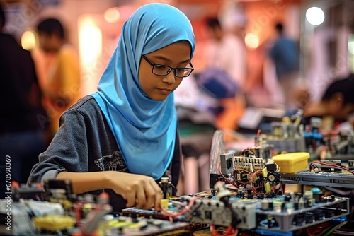 Malay kids handling on robotic project 