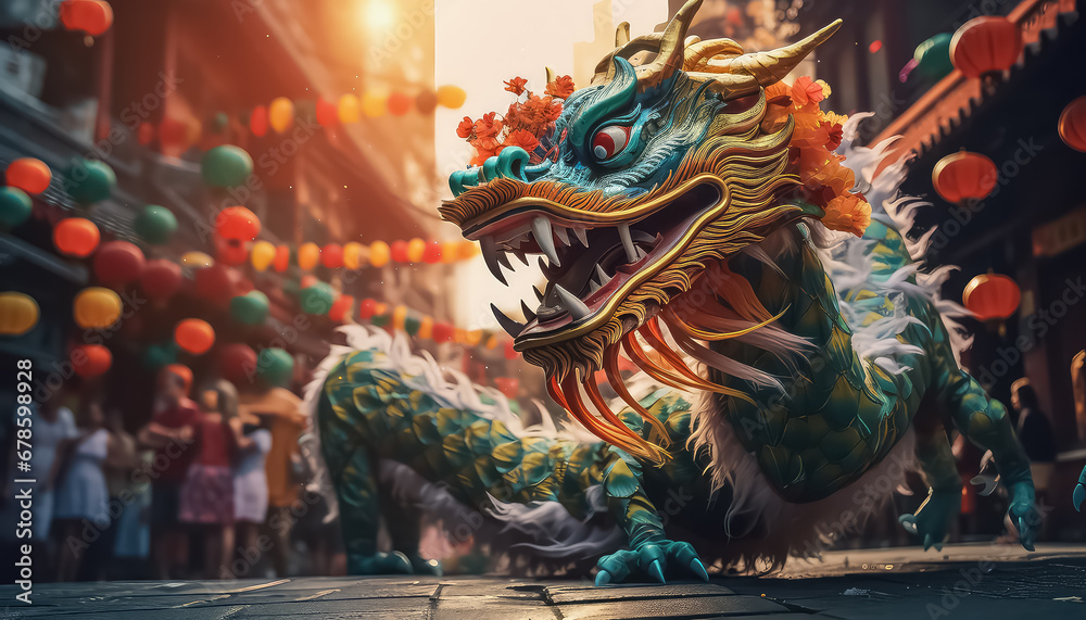 Colorful Asian Dragon, Chinese New Year Concept