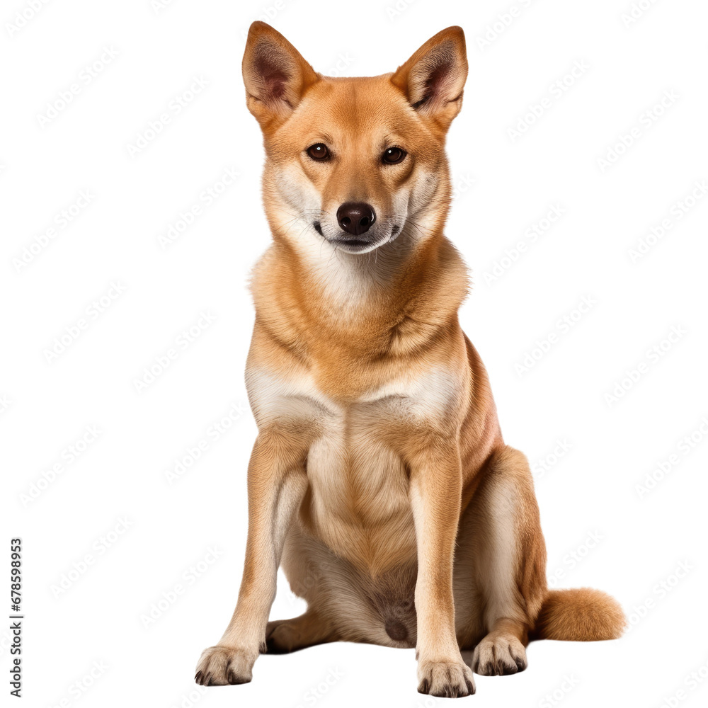 Sitting Dingo, Australian Wild Dog Portrait, Isolated