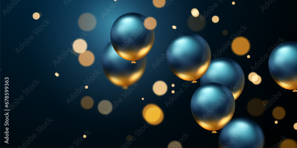 Celebration background with beautifully arranged blue balloons. 3DVector illustration design Celebration background with beautifully arranged blue balloons. 3DVector illustration design