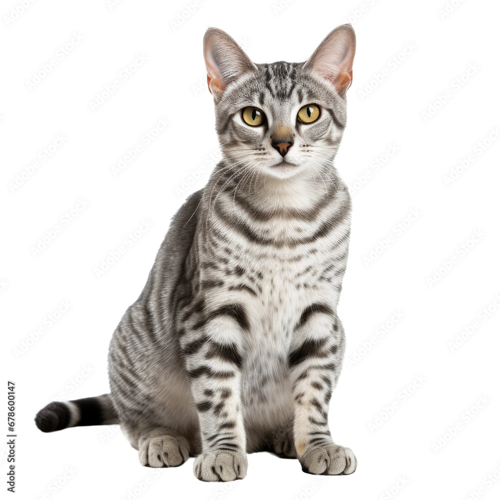 Egyptian Mau Cat Breed, Isolated Purebred Pet Portrait