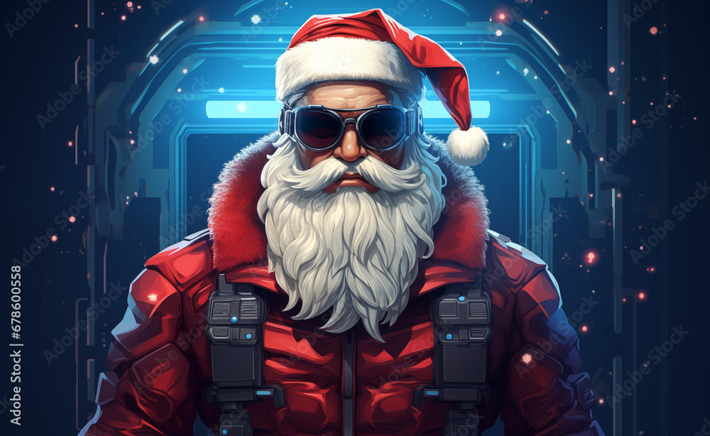 Cyber Santa Extravaganza: Captivating Cyber Monday Banner with Futuristic Vibes - obrazy, fototapety, plakaty 