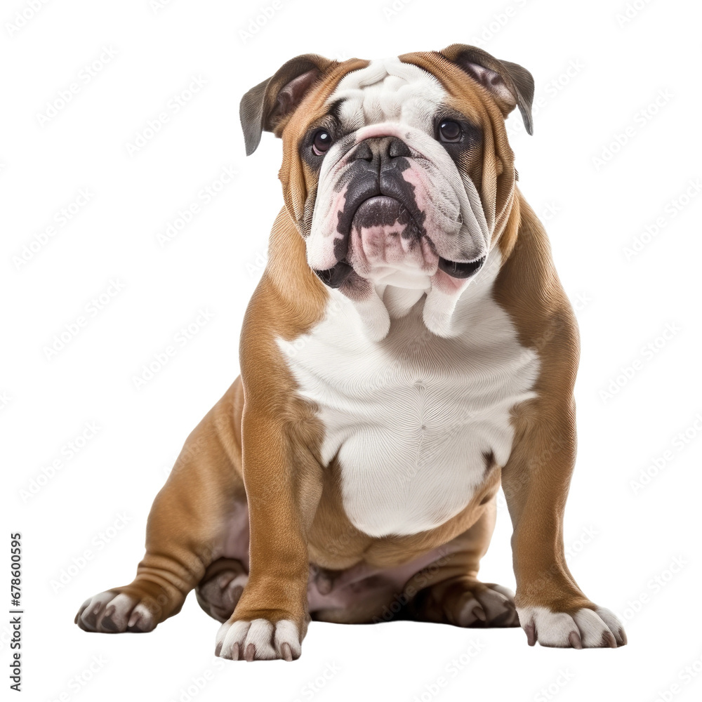 English Bulldog Dog Portrait, Isolated