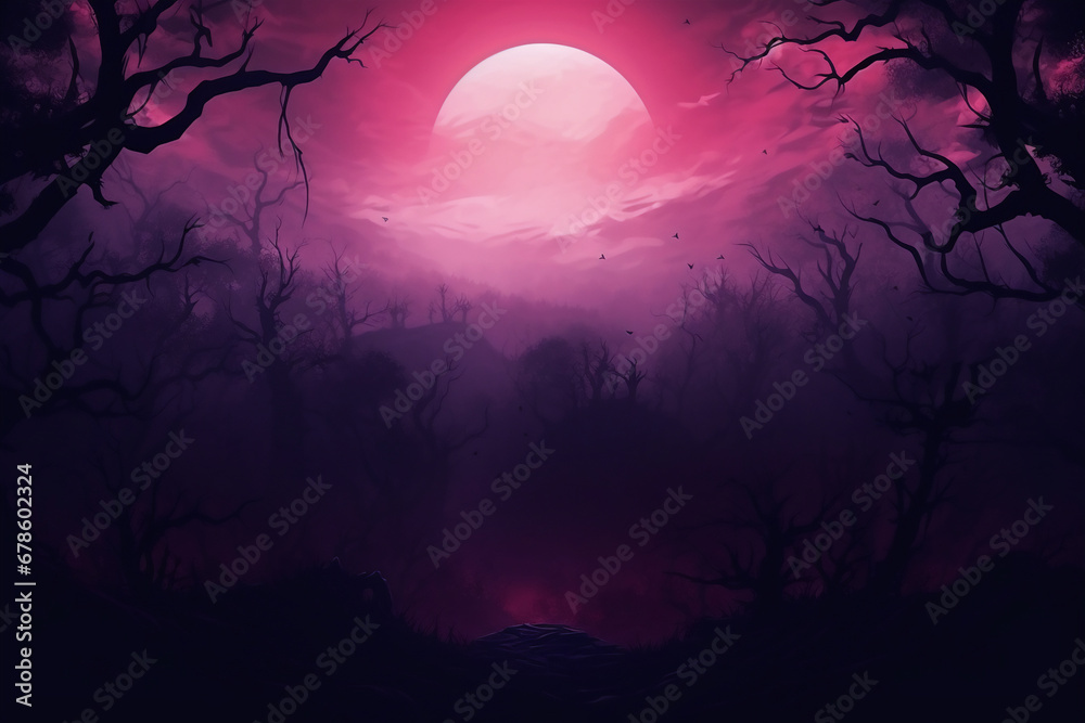 Fantasy horror forrest illustration background . Fantasy horror forrest illustration background .