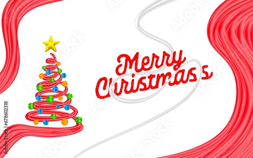 merry christmas card with christmas tree