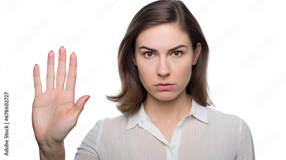 caucasian woman with an expression of rejecting stop evidence or guilt with open arms on a white background caucasian woman with an expression of rejecting stop evidence or guilt with open arms on a white background