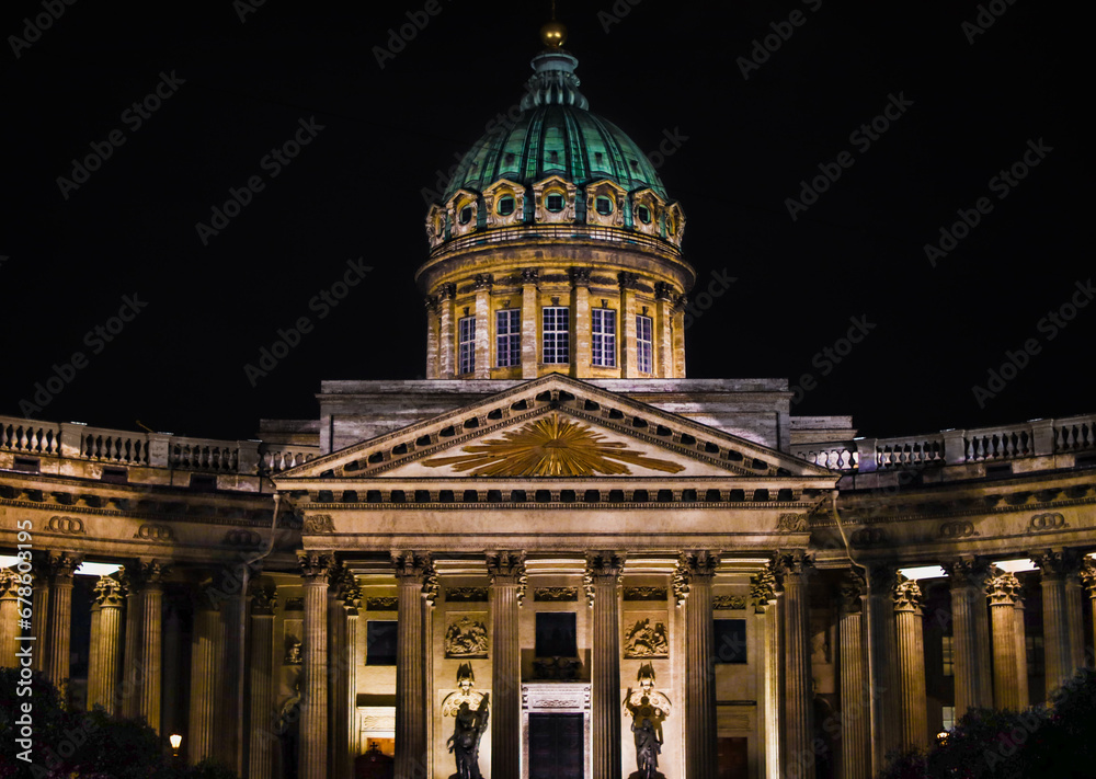 Kazan Cathedral in the night city