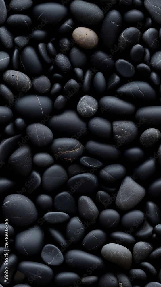 Seamless Pattern of Black Pebbles, Pebble Stones Seamless Pattern of Black Pebbles, Pebble Stones