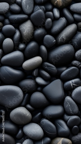 Seamless Pattern of Black Pebbles, Pebble Stones