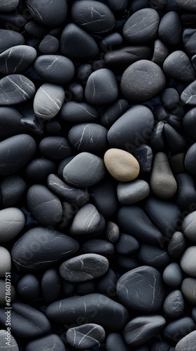 Seamless Pattern of Black Pebbles, Pebble Stones