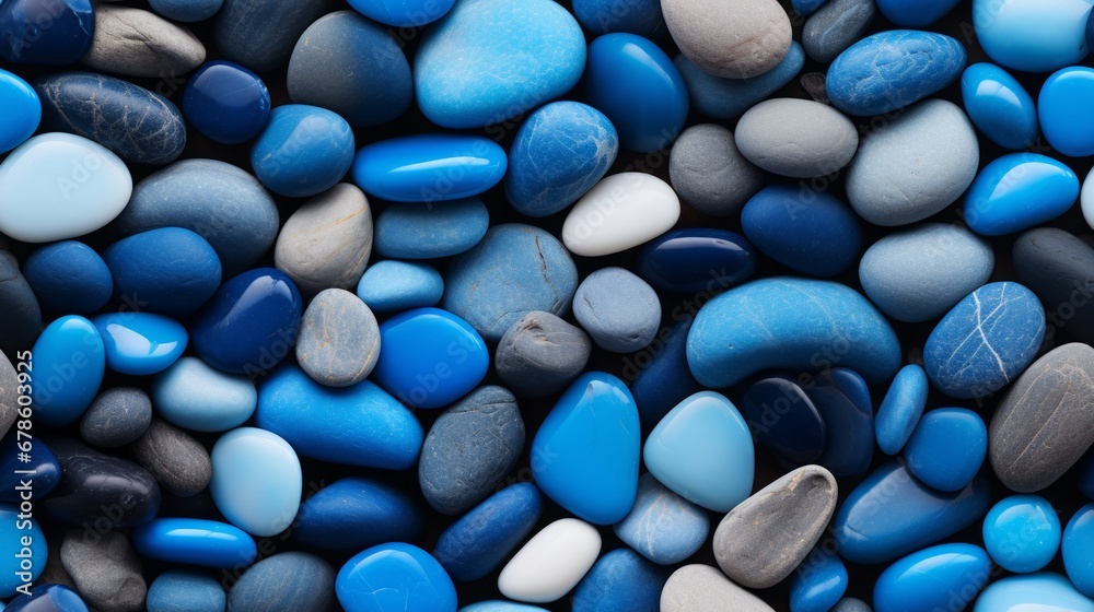Seamless Pattern of Blue Pebbles, Pebble Stones Seamless Pattern of Blue Pebbles, Pebble Stones