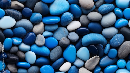 Seamless Pattern of Blue Pebbles, Pebble Stones