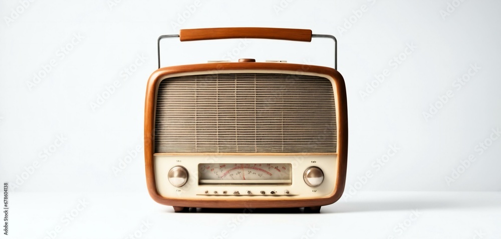 Fototapeta premium old radio isolated on white background