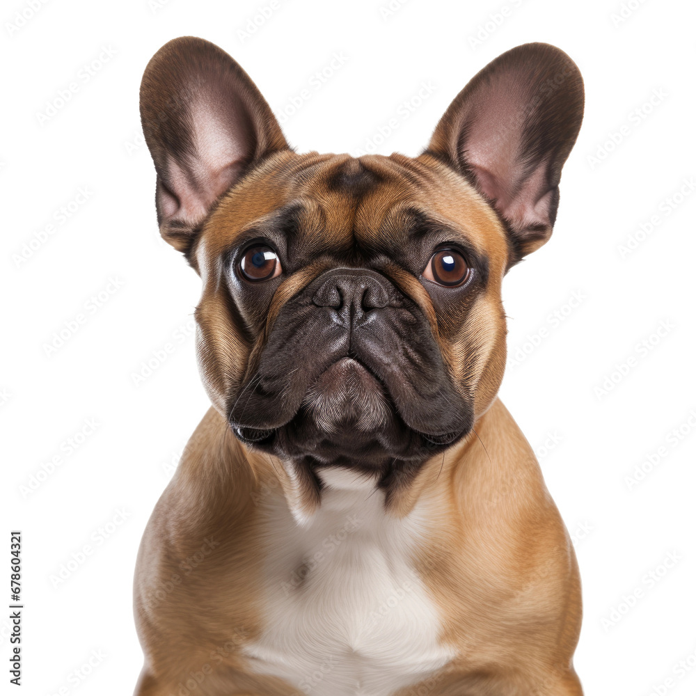 French Bulldog Closeup Portrait, Isolated