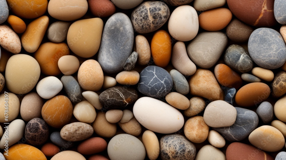 Seamless Pattern of Brown Pebbles, Pebble Stones Seamless Pattern of Brown Pebbles, Pebble Stones