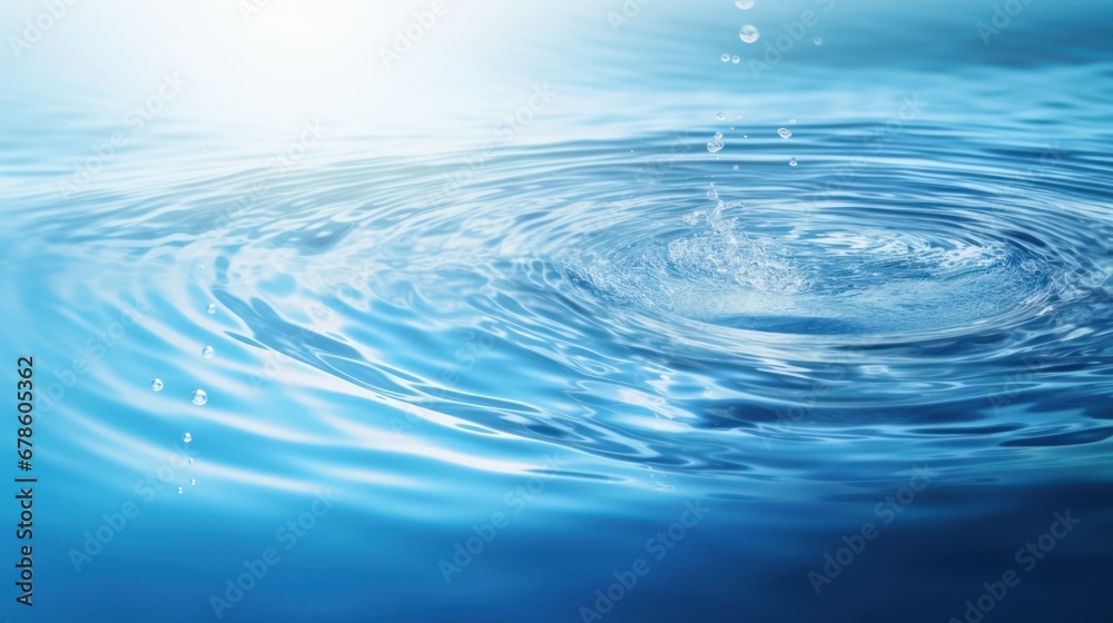 Abstract blue circle water ripples, liquid texture background.
