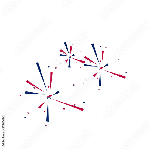 Fireworks and stars in national American colors. Vector illustration isolated on white background