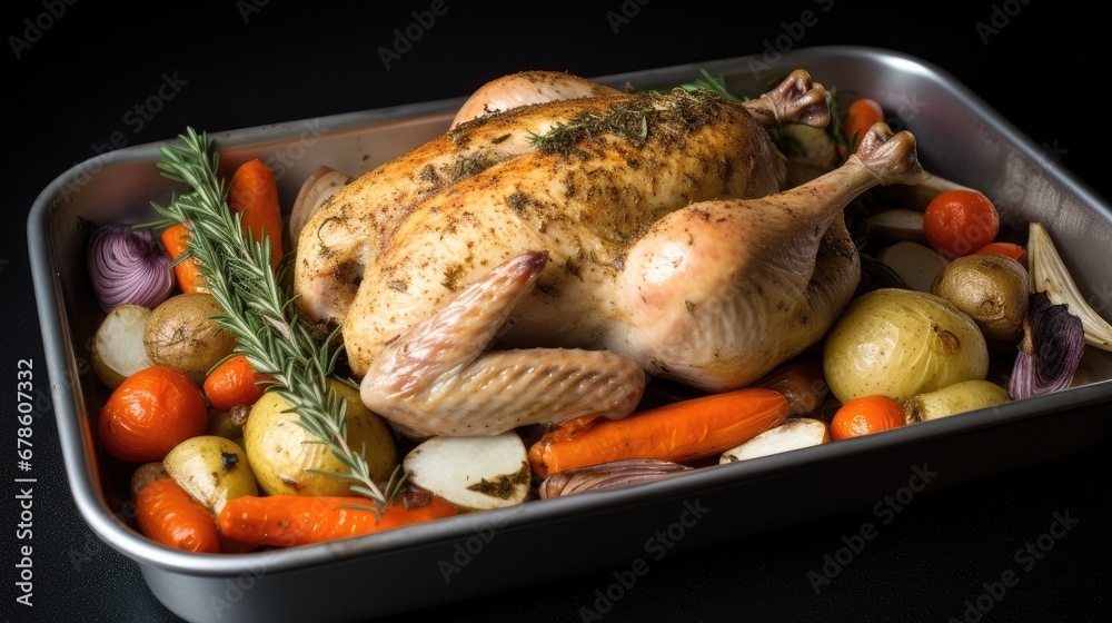 Home cooking chicken roast raw with vegetables ready to cook for sunday roast dinner. Raw chicken. Home cooking chicken roast raw with vegetables ready to cook for sunday roast dinner. Raw chicken.