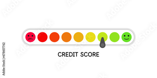 Credit rating. Indicator for measuring the level of creditworthiness. Isolated vector element.