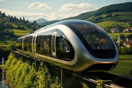 Magnetic Levitation Train in Traditional Countryside 