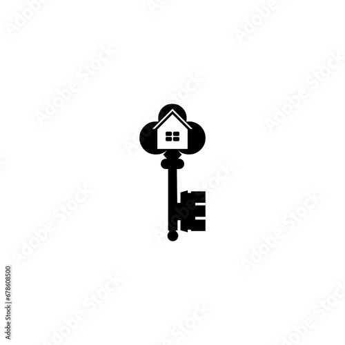 Old house key icon isolated on transparent background