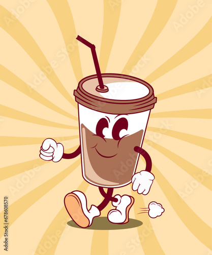street coffee character , groovy coffee to go