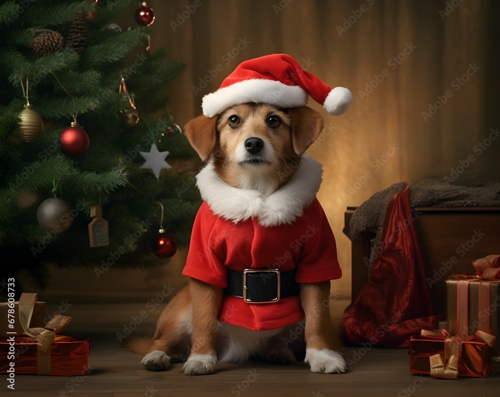 Dog on Christmas - AI Generated.