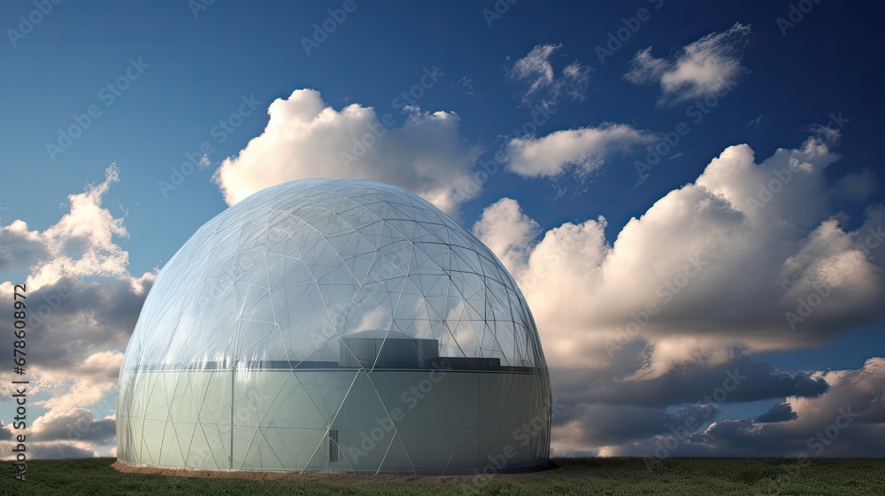 Obraz premium PC protected by security dome against the sky.