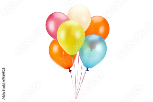 colorful balloons isolated on transparent background cutout, png file