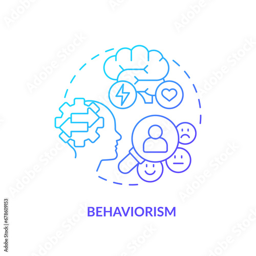 2D gradient behaviorism icon, simple vector, thin line illustration representing learning theories.