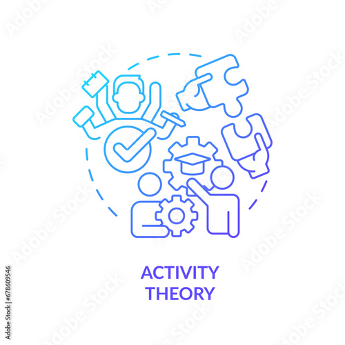 2D gradient activity theory icon, simple vector, thin line illustration representing learning theories.